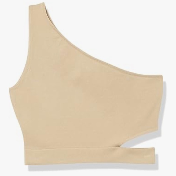 One-Shoulder Tan Crop Top - Picture 1 of 4